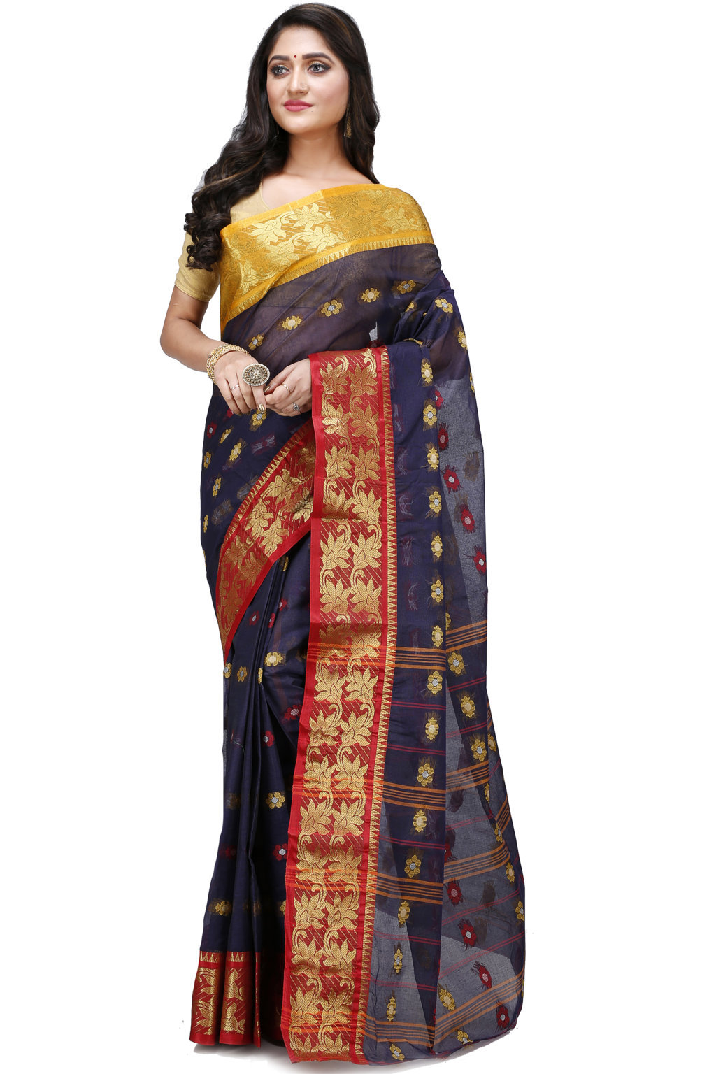 Naby Blue Pure Cotton Dui_Has Tant Saree (868)